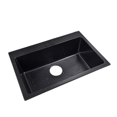 Evier de cuisine simple 680 mm - granit noir mat - Lotus