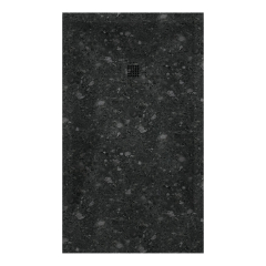 Receveur de douche Terrazo Noir, finition Lisse Stone 3D, grille de couleur