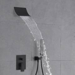 Cascade pomme de douche et système de douche à main noir solide 